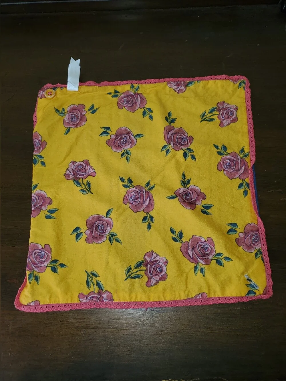 Matilda Jane Kids Reversible Pink-Trim Yellow Floral & Blue Stripe Bandana Bib